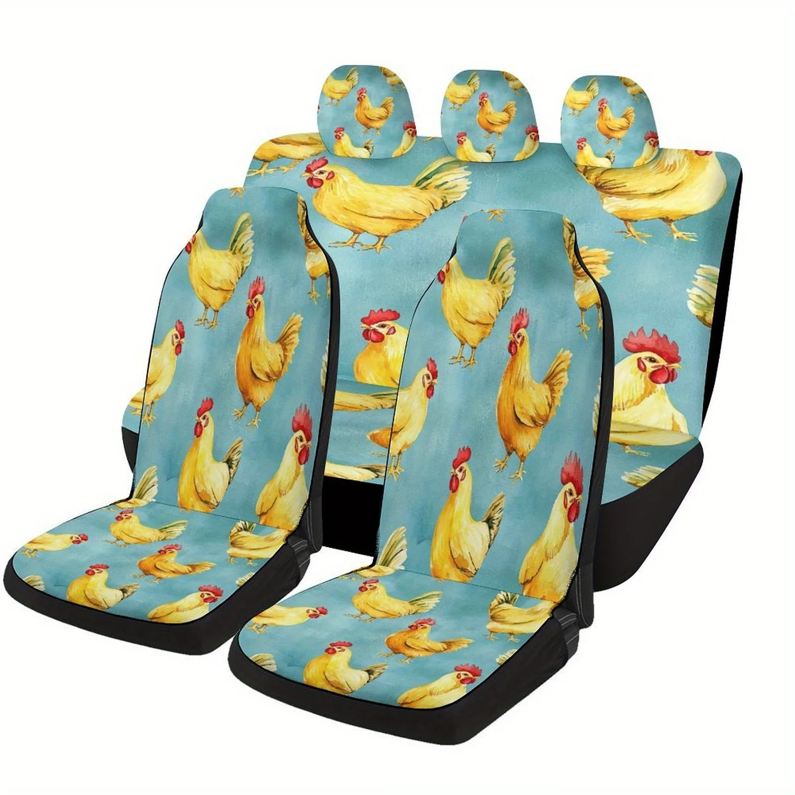 

Car Seat Cover Set Featuring A Chicken Design, Suitable For Various Vehicles. Stylish And Custom-Made, These High-Quality Covers