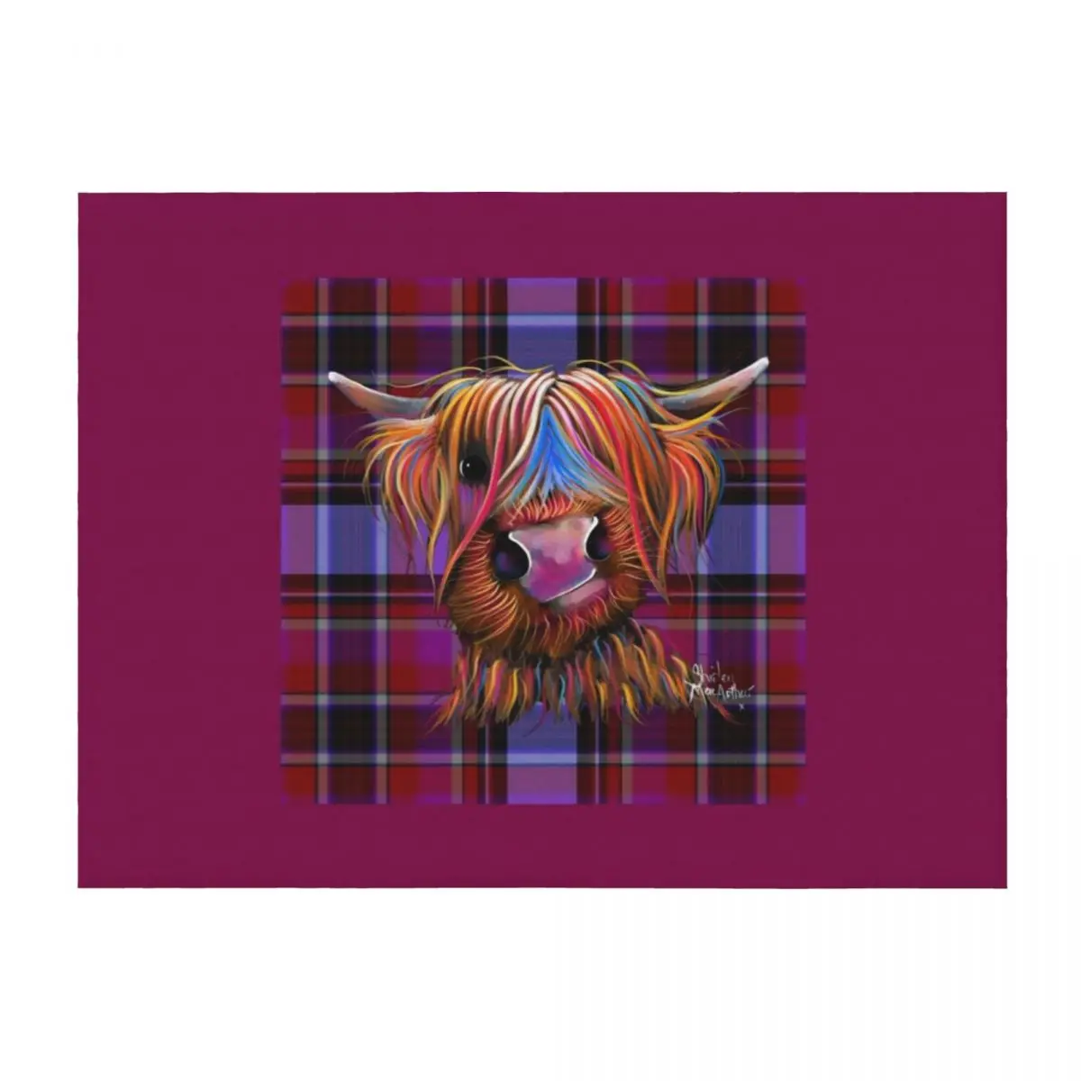 

HiGHLaND CoW PRiNT ' TaRTaN BRuCe P ' BY SHiRLeY MacARTHuR Throw Blanket Hairys Luxury Designer for sofa Blankets