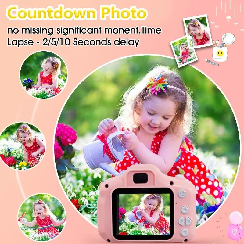 Long Lens Digital Kids Camera IPS Screen Toddler Portable Toys Boys Girls Gift Of Christmas Birthday Festival No SD Card Indside