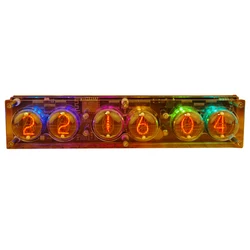 RGB 6 cyfr w-4 Nixie świecący zegar z podświetleniem LED WIFI Auto-kalibracja typu C 5V z pilotem