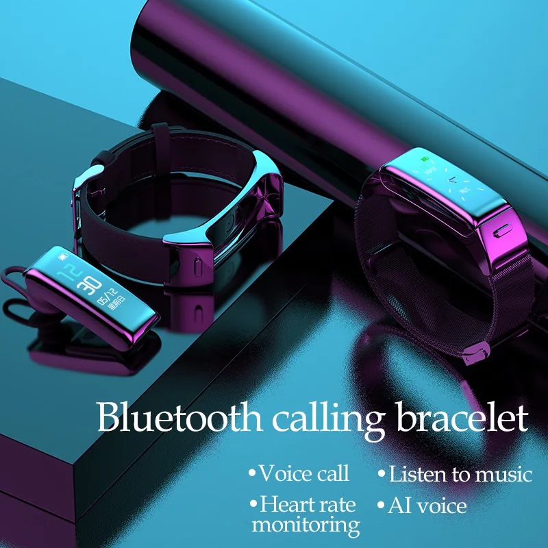 B6 Smart Sports Bracelet Bluetooth Headset Color Screen Sports Monitoring Multi-function Call 2in1 Detachable Watch Headset