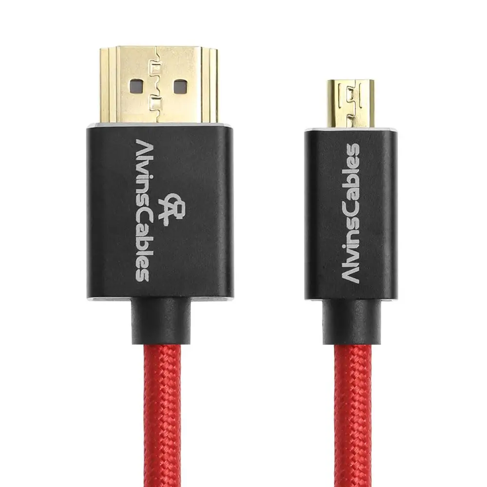 

Спиральный кабель Alvin's 8K 2.1 Micro HDMI-HDMI 8K 60 Гц/4K 60 Гц для Atomos Ninja V Sony A7 Series Canon R5 M6 Fujifilm X T4