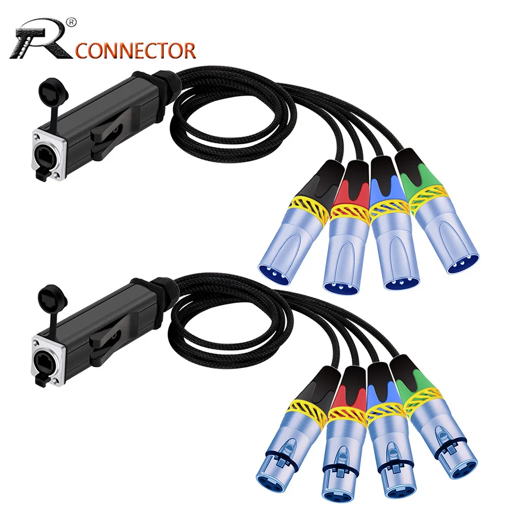 

RJ45 CAT5 с экранированным 4-канальным 3Pin XLR многосетевым аудио-кабелем сплиттер для сценической записи удлинитель сигнала