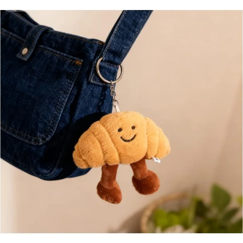 Cartoon Croissant Anhänger Schlüsselanhänger süße Mädchen Tasche Puppe Plüschtier Schlüsselanhänger Plüschtier Baby Puppe Geschenk
