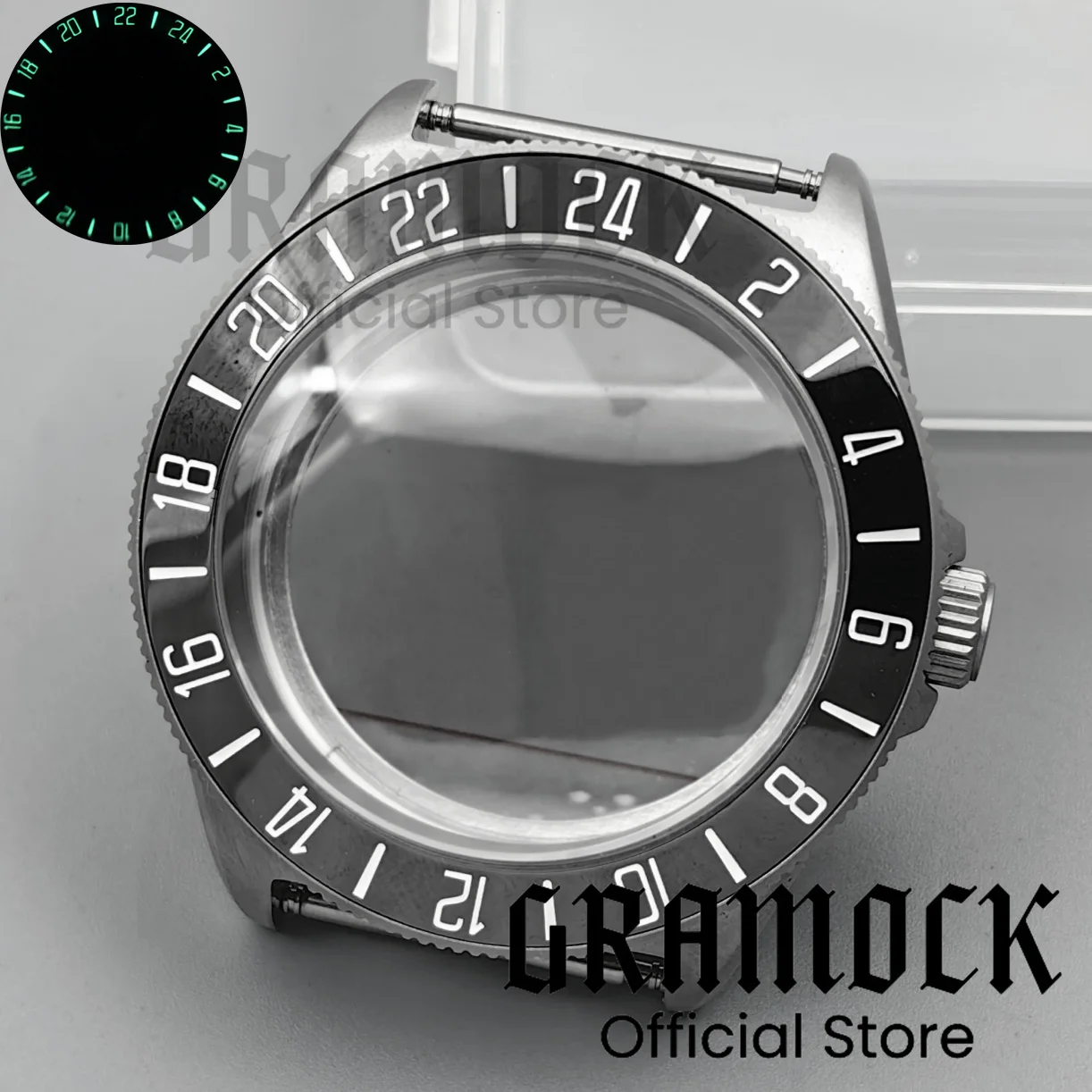 

Тактическая лягушка Gramock, 40 мм, матовая сталь, корпус для часов для дайвинга, куполообразный сапфировый светящийся безель, подходит для NH34 NH35 NH36 ETA2824 PT5000 Movt