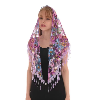 Women Lace Triangle Scarf Sweet Girls Sunscreen Scarf Spring Summer French Beach Style Hair Tie Vintage Female Lady Muslim Hijab