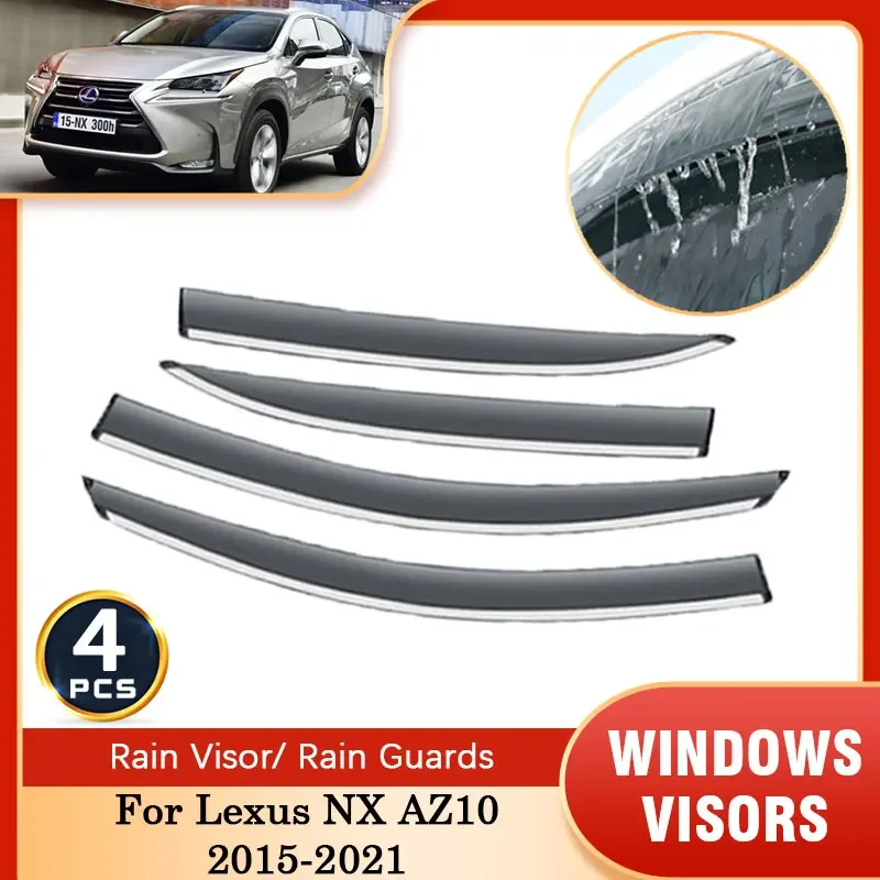 4x For Lexus NX AZ10 200t 300 2015~2021 Rain Sun Windows Visor Smoke Deflectors Guards Awning Trim Cover Windshield Accessories