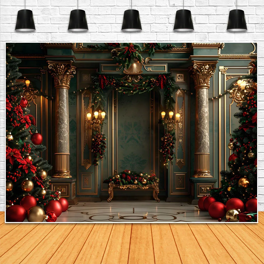 Mocsicka Weihnachts fotografie Hintergründe Vintage Wand Palast Indoor Weihnachts baum Erwachsenen Kinder Porträt Hintergründe Fotostudio Requisiten