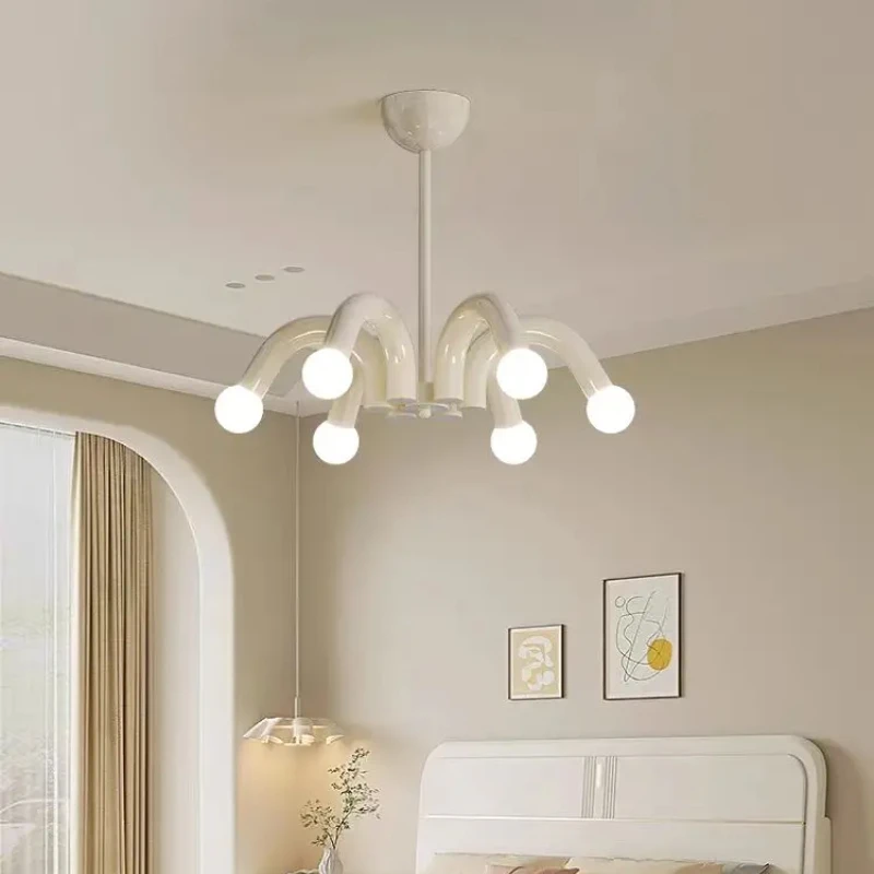 Modern E27 Bulb Pendant Lamp Creative Black Beige Blue Pink Bedroom Chandelier Art Deco Living Dining Room Hanging Lighting