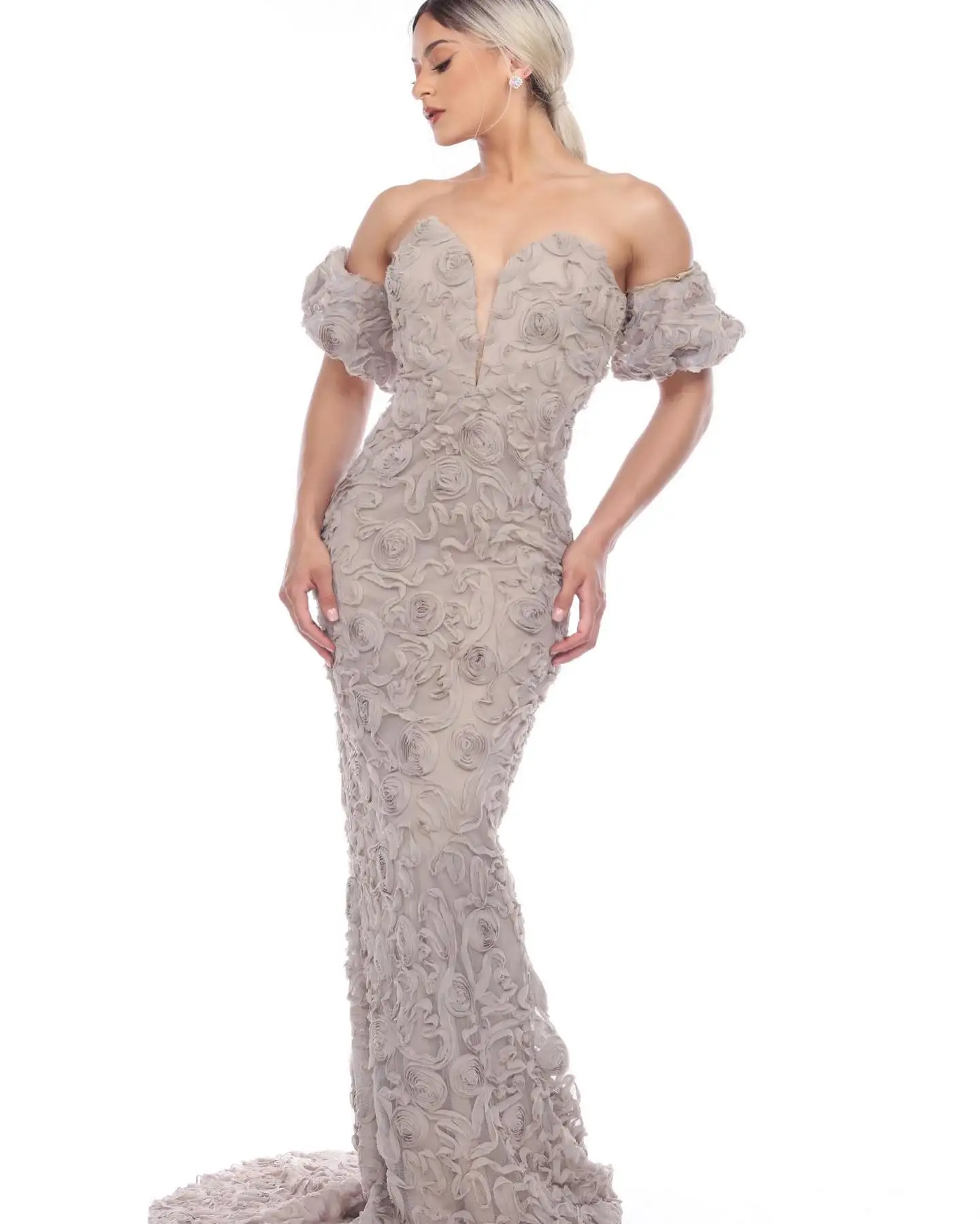 2025 op maat gemaakte prachtige strapless afneembare mouw chiffon feestjurken sexy mouwloze rits terug zeemeermin avondjurk