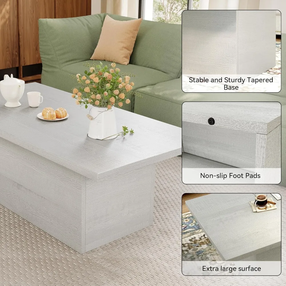 Modern 47.25-Inch Engineered Wood Coffee Table for Living Room and Home Office, Farmhouse Style Rustic Centerpiece