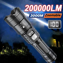 2024 High Strong Power Led Flashlights 20000LM Portable Tactical Emergency Torch USB Rechargeable Camping Fishing Zoom Lantern