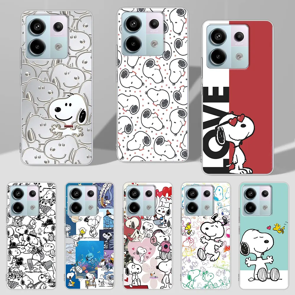 S-Snoopy Cartoon Luxury Phone Case for Xiaomi Redmi 9 7 10 Prime 7A 10A 9A 9i 9T 10C 6 6A 8A 9C 8 10X 12 12C K20 Pro TPU Cover