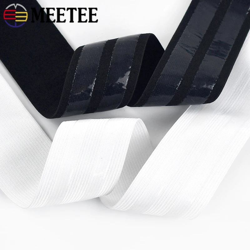 1-5M 50mm Anti Slip Elastic Tape Black White Striped Silicone Band Sports Wrist Strap Sewing Bar Straps DIY Clothing Accessory