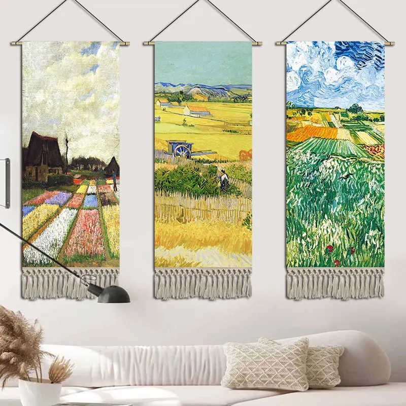 

Van Gogh Starry Night Tapestry Wall Decor - Hallway Fabric Hanging for Bedroom, Sofa & BnB, Room Decor Aesthetic Scroll Art