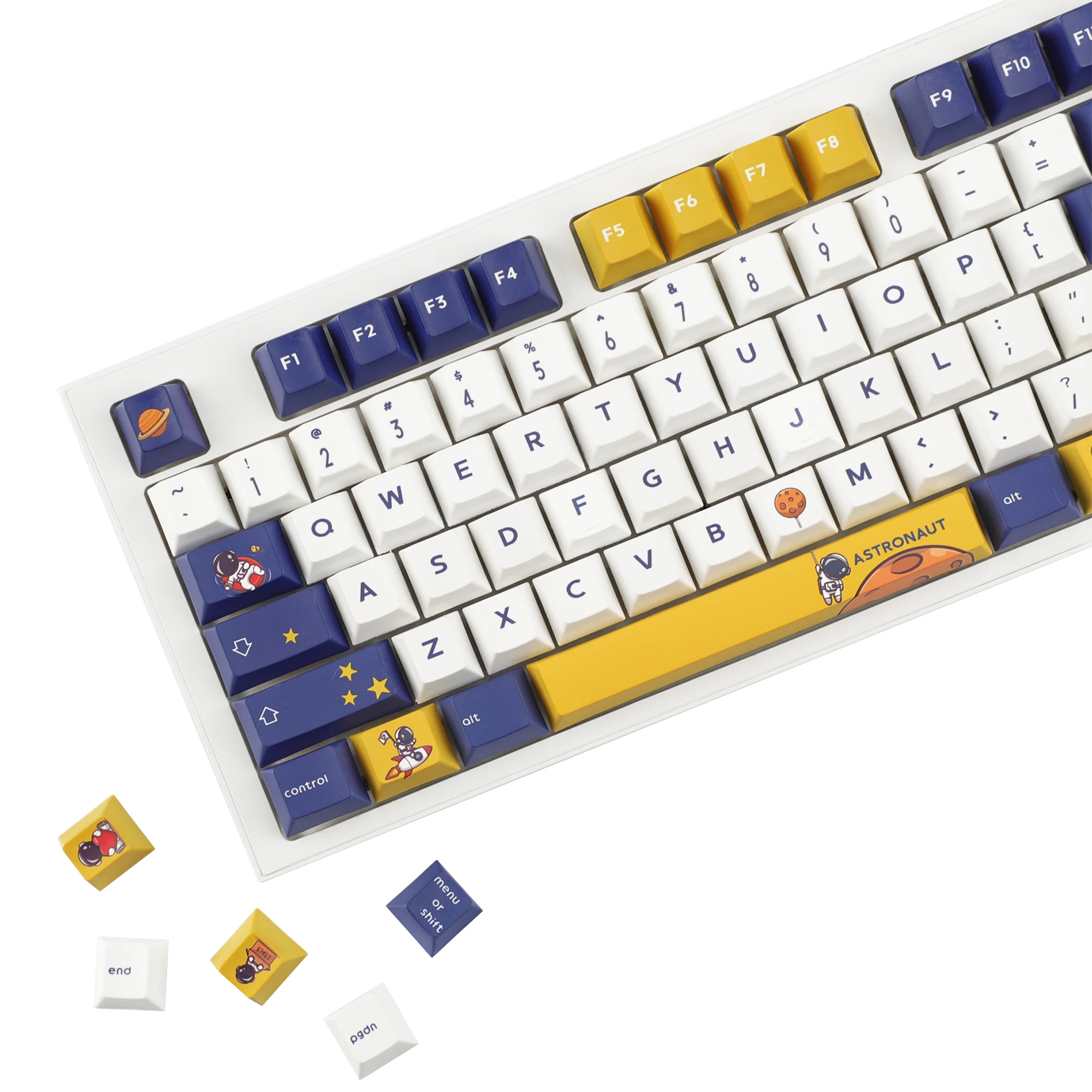 

YMDK Astronaut Theme 130 Keys Cherry Profile Keycaps PBT Top Print 5 Sides Dye Sublimation Key cap for MX Mechanical Keyboard