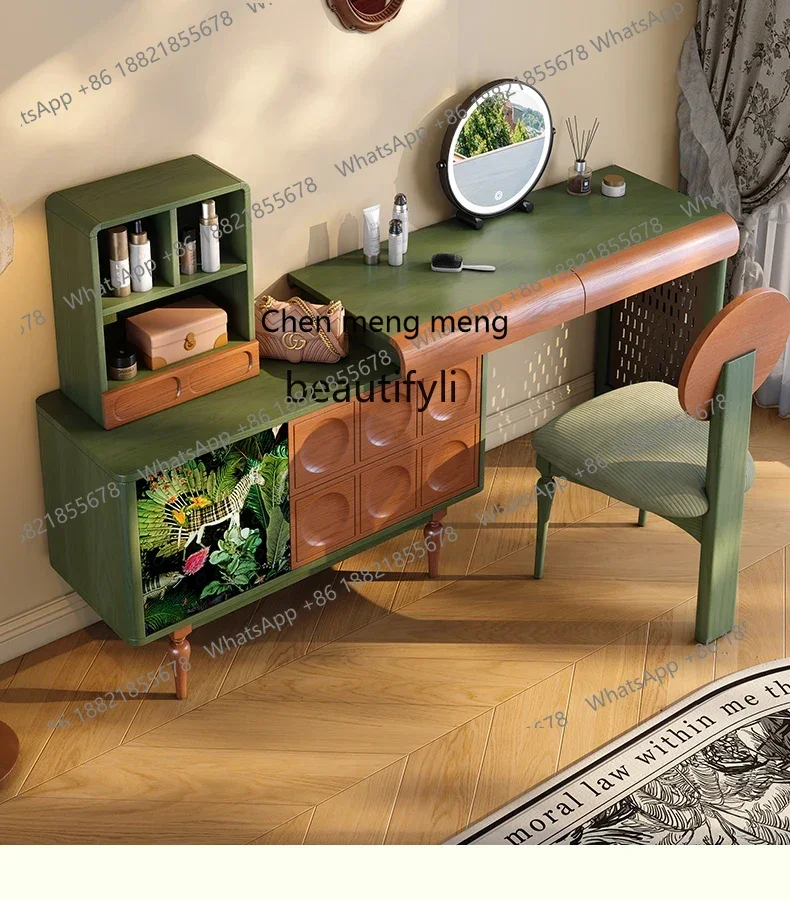 

ss1001 Dresser, chest, integrated French retro bedroom, retractable medieval solid wood dresser, desk