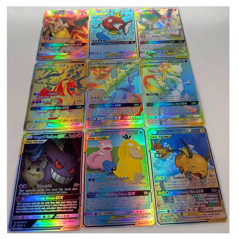 9 pz/set Anime Pokemon fai da te ACG Foil Stamping carte Glitter Laser Marnie Rosa giocattoli per ragazzi carte da collezione regalo di compleanno