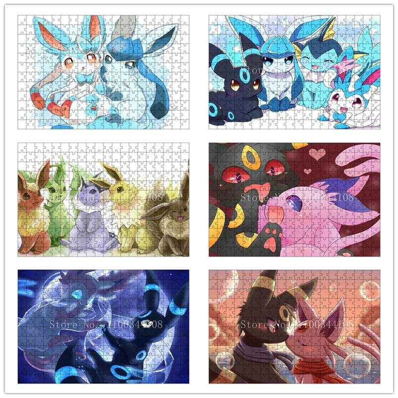 Pokemon Eeveelution Jigsaw Puzzle Espeon Umbreon Cartoon Puzles Fantasy Creative Diy Imagine Early Childhood Education Toys