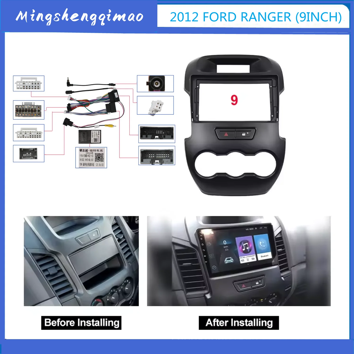 

2 Din Head Unit Car Radio Fascia For Ford Ranger 2011-2015 Auto Stereo Audio Player DVD Panel Dash Kit Frame Bezel Faceplate