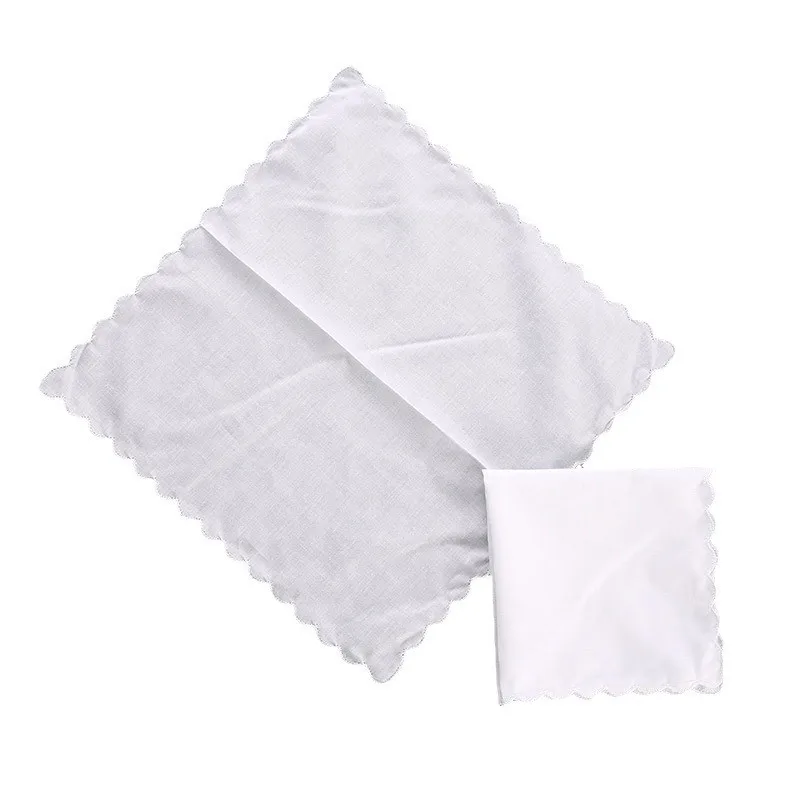 3Pcs 100% Cotton 30x30cm White Color Lace Women Handkerchiefs Reusable Suit Pocket Sweat Square Towels Tea Party Favors