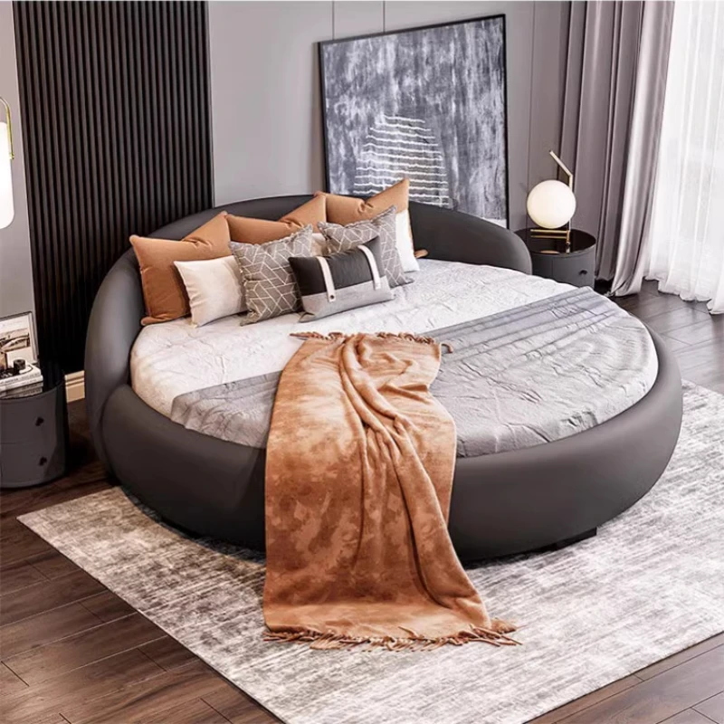 

200X200 Каркас изголовья Круглая кровать размера King Size Роскошная двуспальная кровать размера «queen-size» с подсветкой Деревянная мебель для спальни Letto Matrimoniale