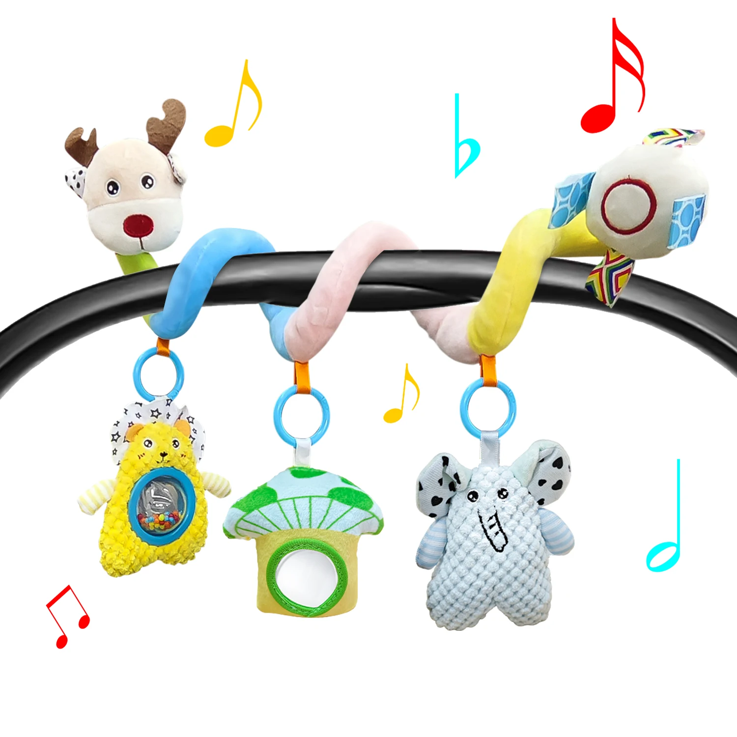 Nette Neugeborene Baby Plüsch Kinderwagen Spielzeug Hängen Baby Weiche Rassel Sensorischen Spielzeug Krippe Mobile Stubenwagen für Babys Kinder Ideale Geschenke