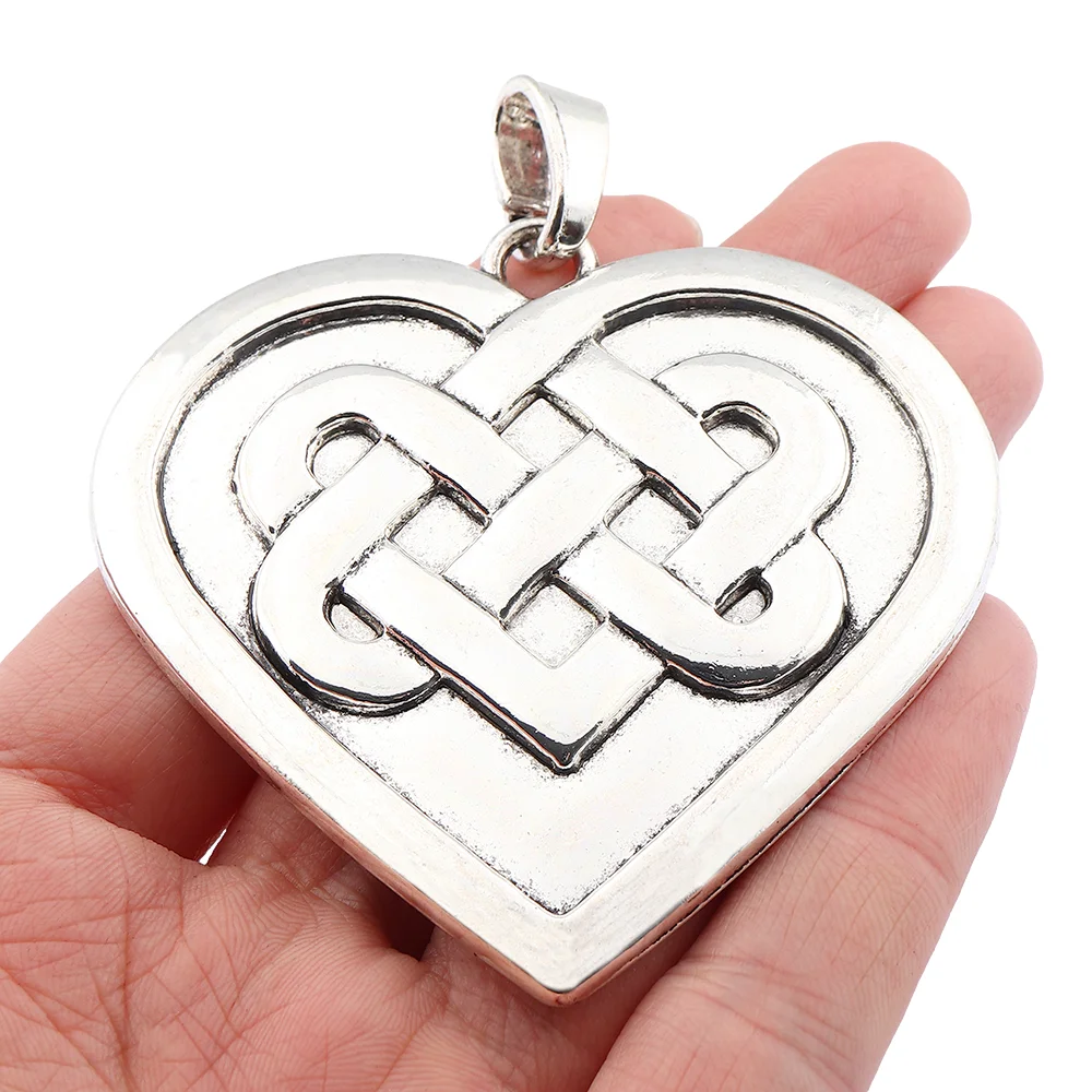 Vintage Large Tribal Metal Heart Charm Pendant Bohemian Handmade Necklace Jewelry Making Accessories Crafts Findings