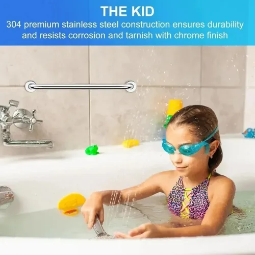 Imagen 2 del producto Barra de Apoyo de Seguridad Antideslizante para Ducha, Toallero, Pasamanos para Baño, Tina, Inodoro, de Acero Inoxidable, 30/40/50/60 cm