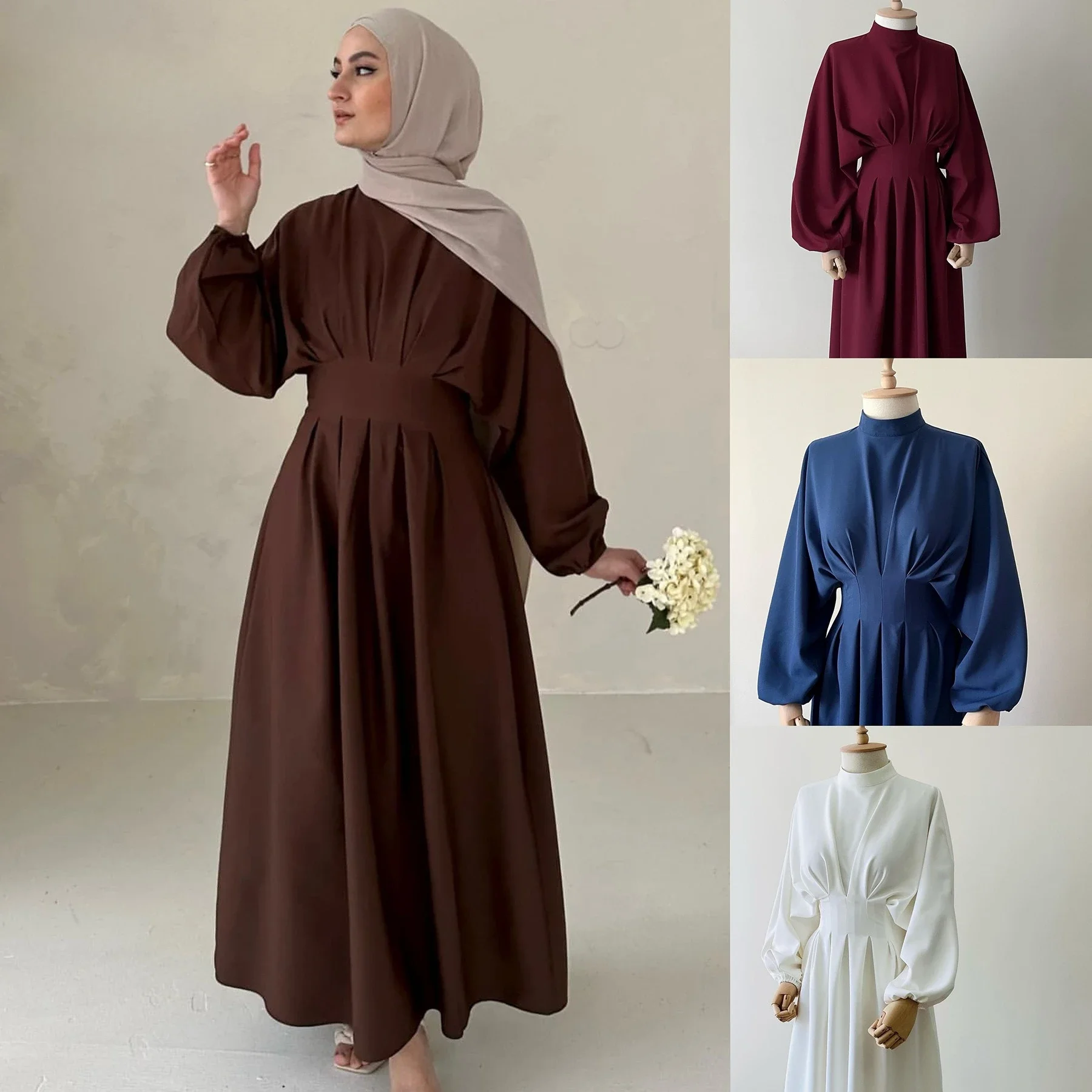 Muslimischen Modest Kleid Kaftan Gebet abaya Ramadan Leinen Abaya Dubai Türkei Islam Kleidung Frauen Kebaya Robe Arabe Femme Musulmane