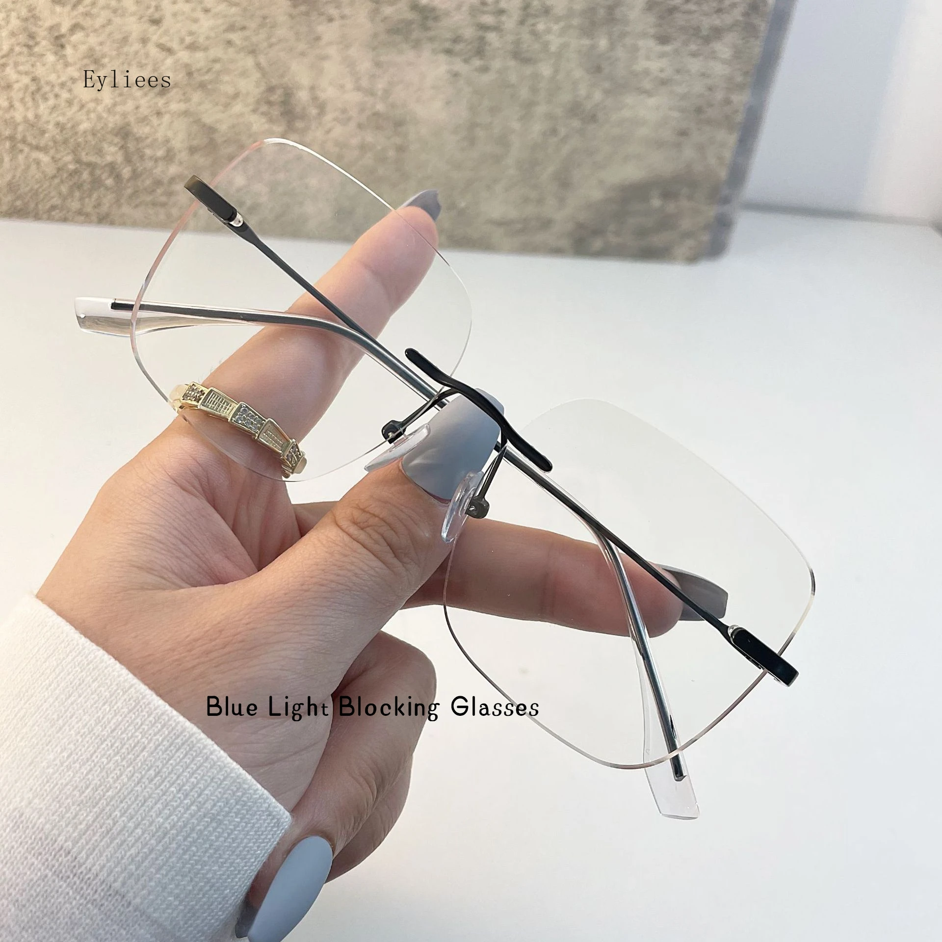 Blue Light Blocking Rimless Glasses Frame Women Spectacle Transparent Glasses Men Eyeglasses Optical Frames Adult Glasses очки