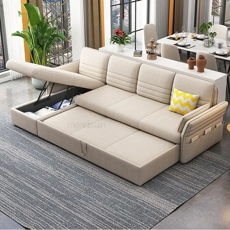 Multifunctional Living Room Sofa Bed Small Apartment Upholstered Sofas With Chaise Lounge L-Shaped Modern Love-Seat 3-Seat Couch