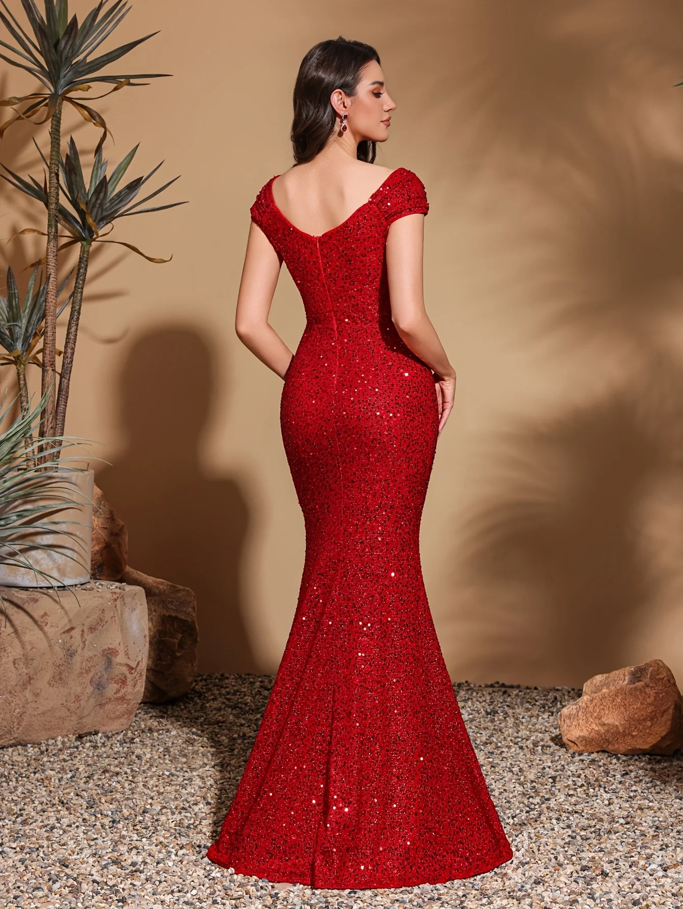 فستان بسيط وأنيق برقبة مربعة ومطرز لحفلات الورك، فستان أنيق وأنيق #2