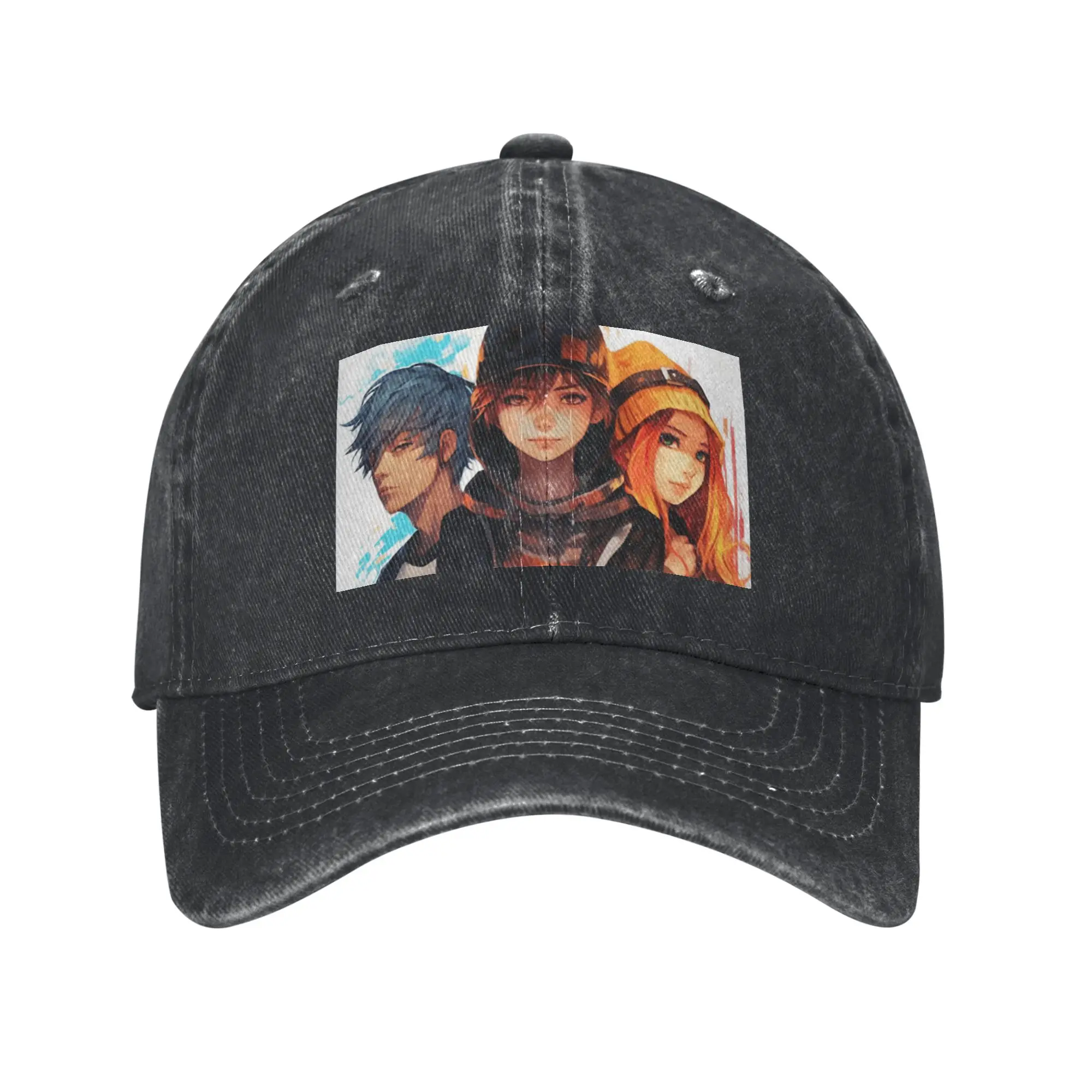 Anime Trio  Teenagers in Harmony Fashion Baseball Cap  Low Profile Golf Hat Man  Jogging Golf Hat Man