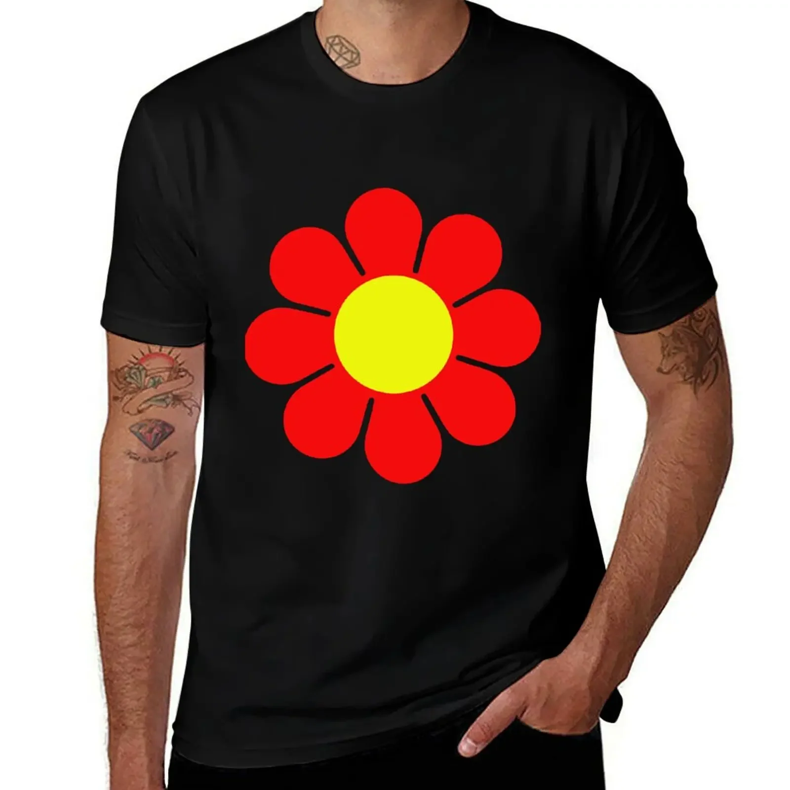 Red Yellow Hippy Flower Daisy T-Shirt summer shirt boys whites sports fans mens graphic t-shirts anime