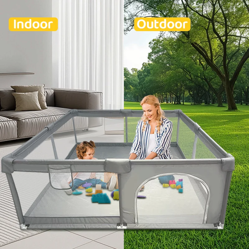 

IMBABY Baby Playpens Light Gray Playpens for Babies Large Baby Playground with Protective Angle Baby Corrals Activity Fence