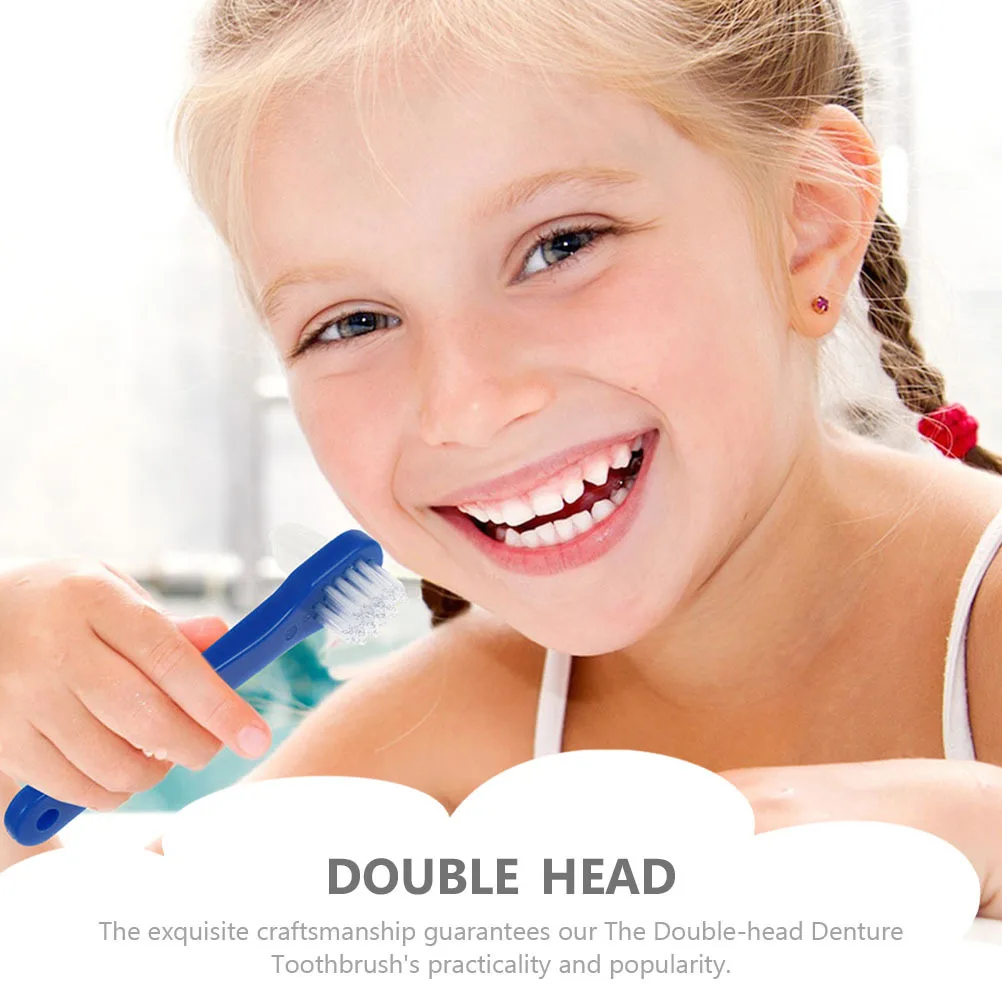 6 قطعة فرشاة أسنان الكبار مزدوجة الرأس فرشاة أسنان صغيرة الحجم المحمولة كاذبة الأسنان تنظيف أداة العناية بالفم