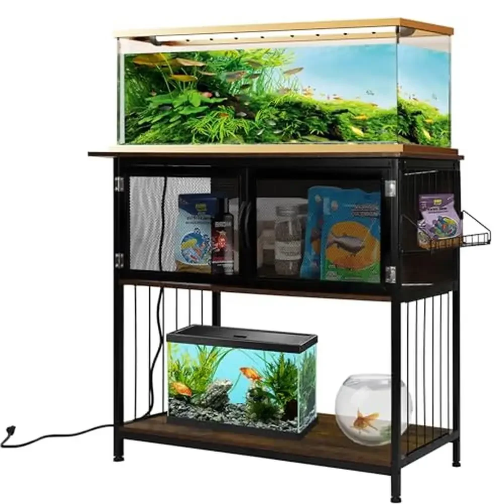 

Heavy Duty 55 Gallon Aquarium Stand with Power Outlets Spacious Storage Compartment and 800lbs Weight Capacity Carbon Steel and