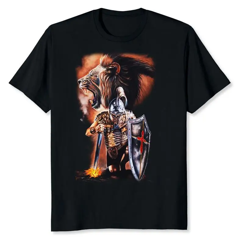 New Limited Lion Of Judah The Knight God Christian Religious T Shirt