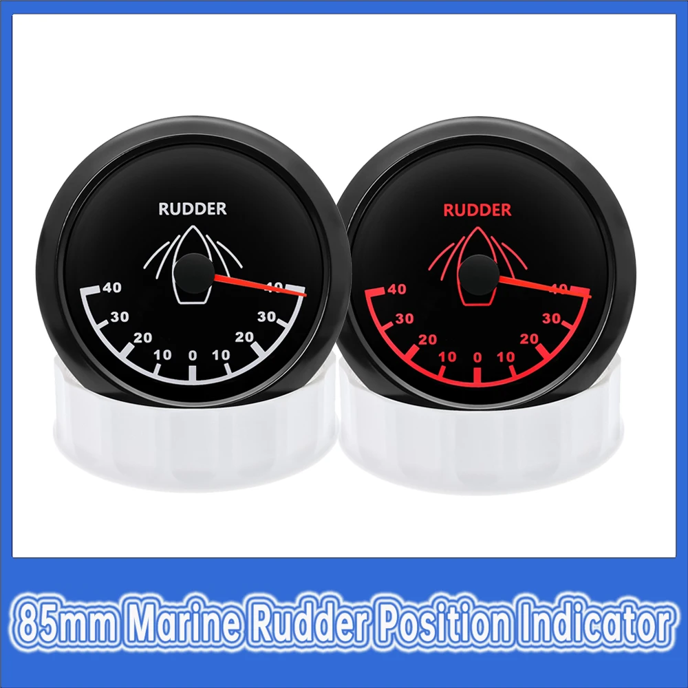 

85mm Rudder Angle Gauge With Red Backlight Boat Rudder Angle Indicator 12V/24V Waterproof boat guage for Marine Yacht