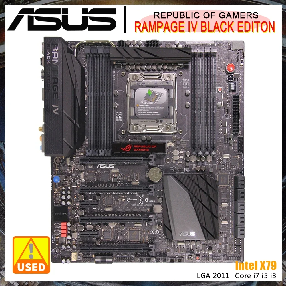 ASUS Rampage IV Black Edition Motherboard Intel X79 Chipset LGA 2011 Socket Supports Intel 22nm Processor DDR3 64GB PCI-E 3.0