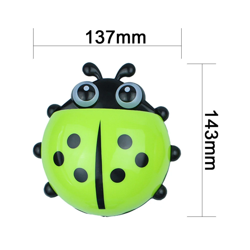 2PCS Ladybug Animal Insect Toothbrush Holder Cartoon Toothbrush Toothpaste Wall Suction Holder Rack Bathroom Container Organizer