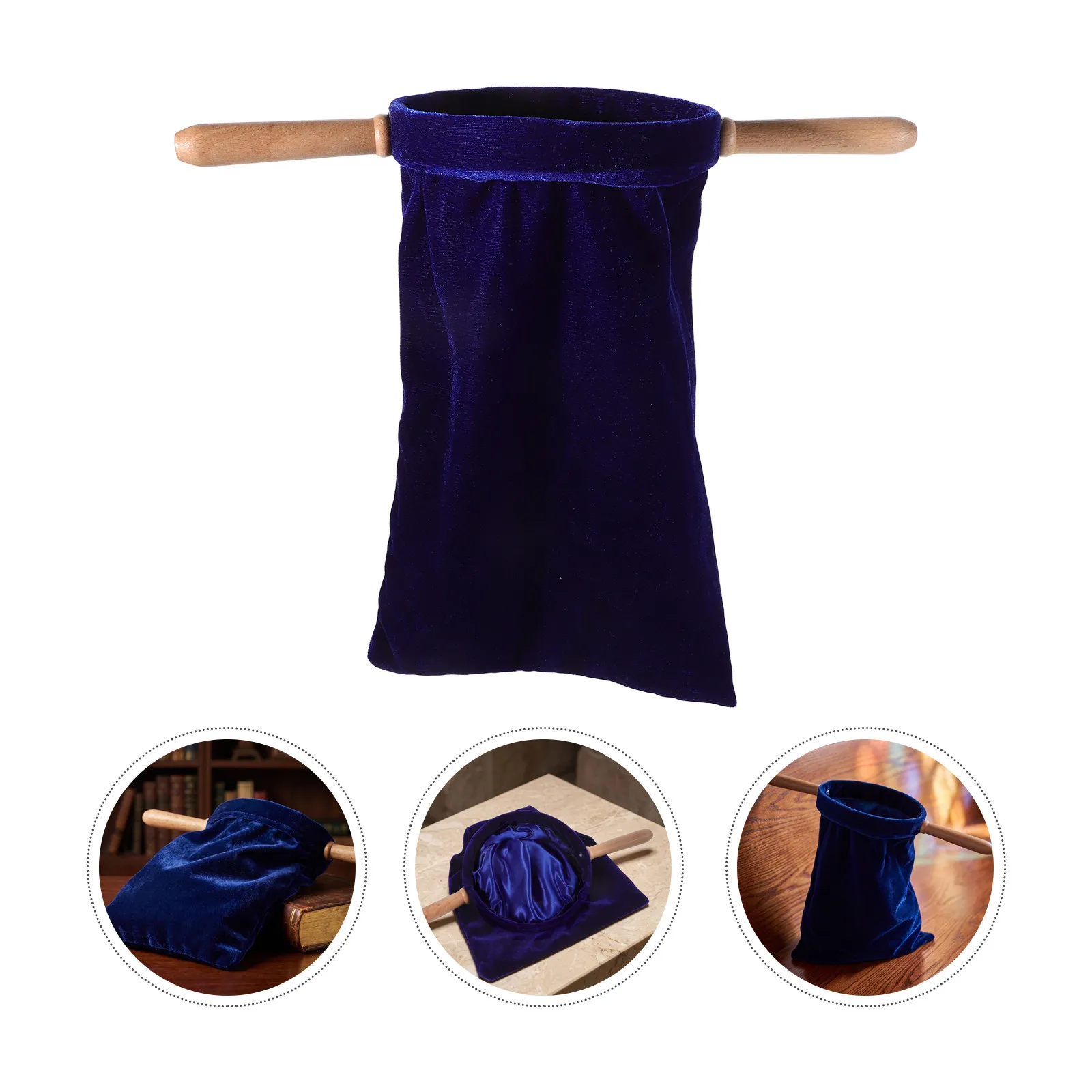 Church Offering Bag Wooden Handle Thick Canvas Secure Donation Basket Church Collection Pouch Christian Offering Bags