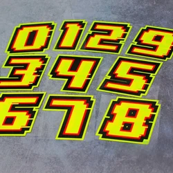 0123456789 Yellow Numbers Motorcycle Stickers Number Decals Waterproof Motorbike Helmet Fuel Tank Fairing Decoration