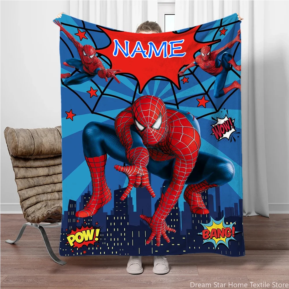 Couverture personnalisée avec nom personnalisé, couverture Marvel Spider Man, couverture douce et moelleuse pour enfant et adulte, couverture de canapé-lit, cadeau