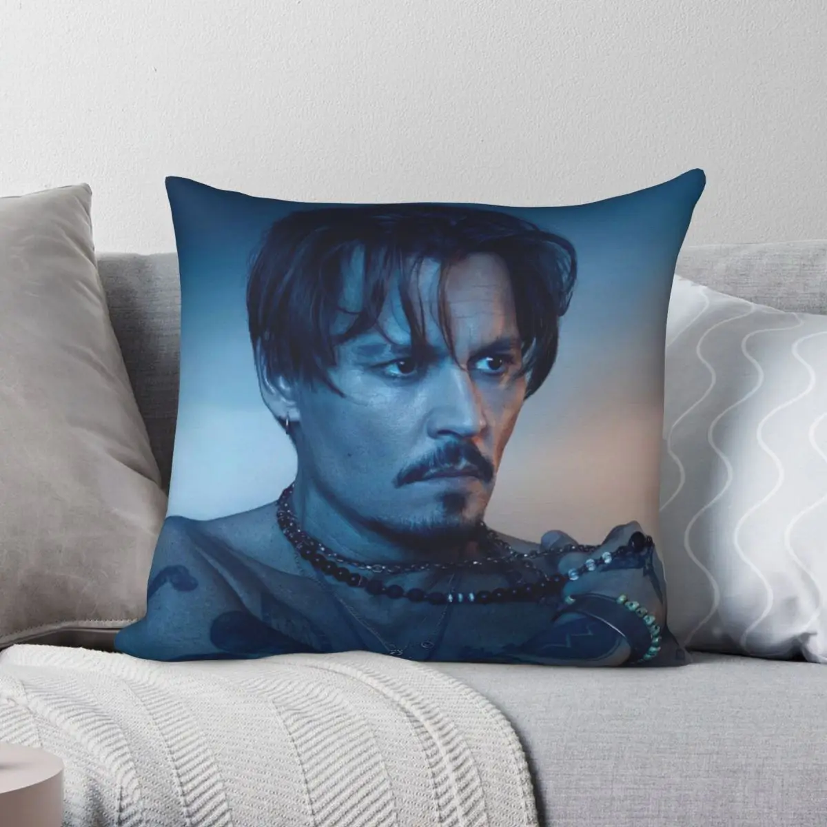 Wallpaper Johnny Depp Square Pillowcase Polyester Linen Velvet Printed Zip Decor Throw Pillow Case Sofa Seater Cushion Case