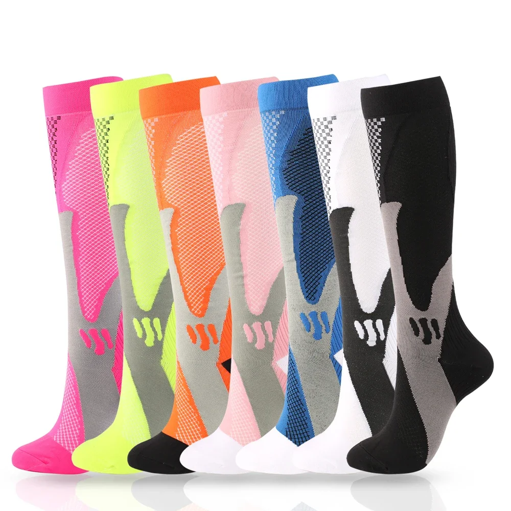 1Pair Compression Socks for Men Women 20-30mmhg Knee High Medical Support for Sports Nurses Circulation Flight Athletic