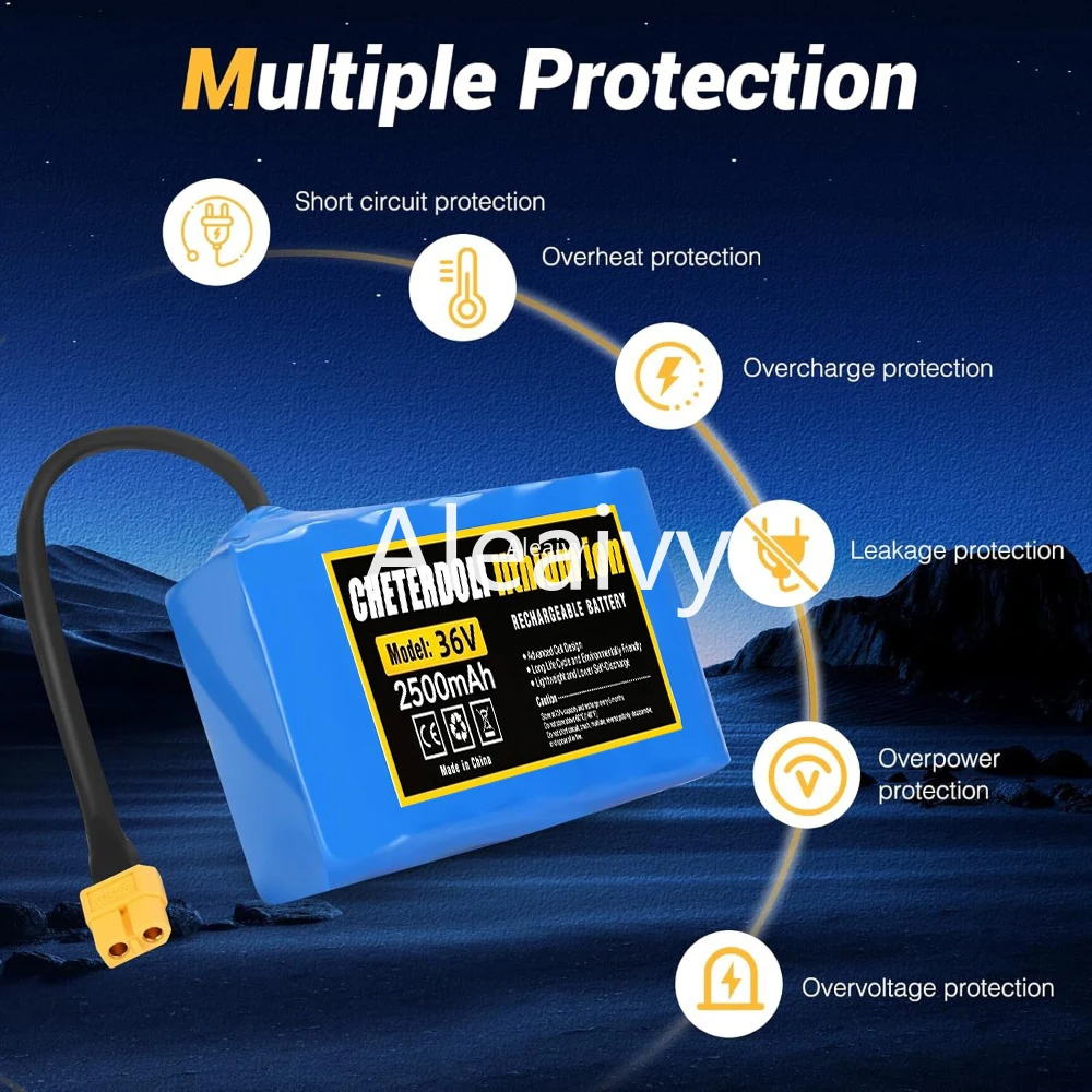 بطارية ليثيوم أيون عالية الجودة 36 فولت 7000 مللي أمبير في الساعة 10S2P قابلة لإعادة الشحن لسكوتر التوازن الذاتي الكهربائي ولوح التوازن والدراجة الهوائية الأحادية العجلة