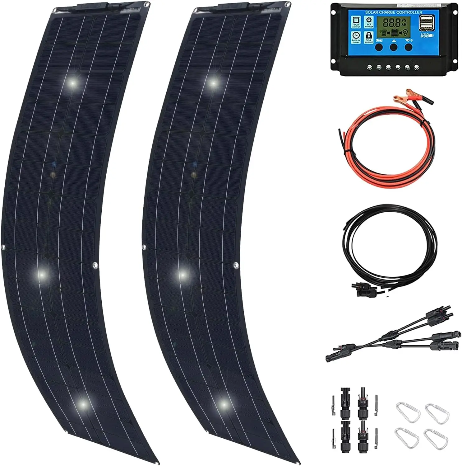 

600 Watt Solar Panel Kit, With Charge Controller(40A) 2Pcs 300 Watt Flexible Monocrystalline Solar Panel Kit Photovoltaic