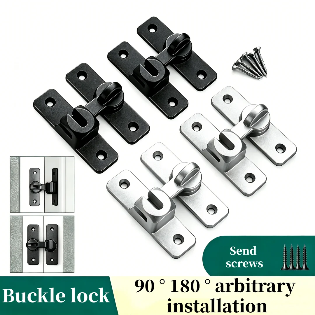 Barn Door Lock, 90 Degree Heavy-Duty Door Lock, Flip Lock, Barn Sliding Door Lock, Suitable for Gardens, Outdoors, Garages
